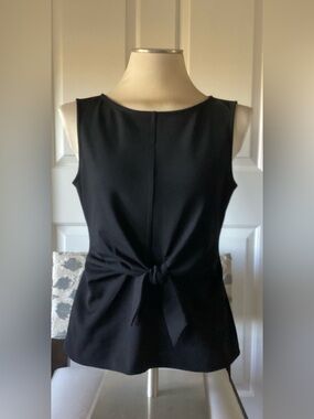 Ann Taylor Factory Black Sleeveless Tie-Front Tank Top